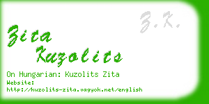 zita kuzolits business card